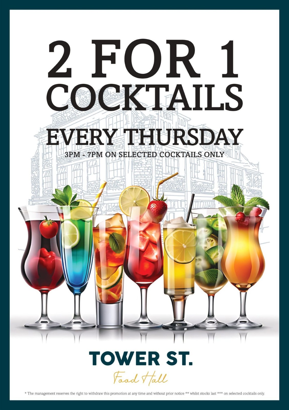 2 for 1 Cocktails on Thursdays